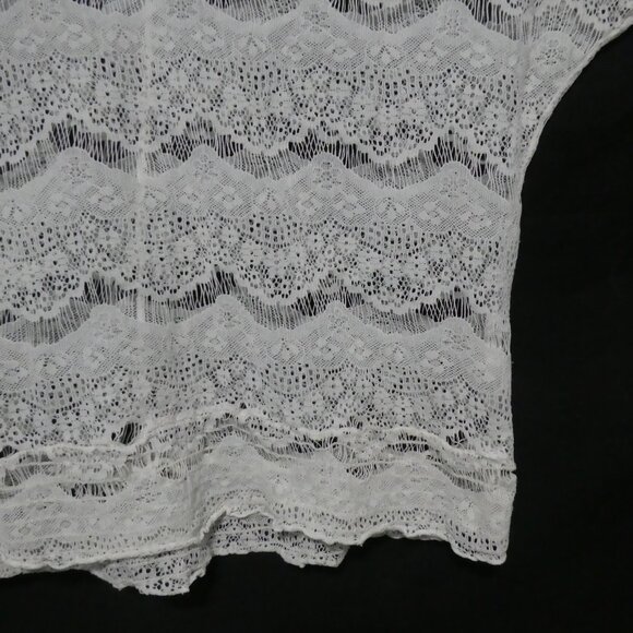 COTTON EXPRESS | large | White Lace Short Sleeve Shirt - Picture 7 of 14
